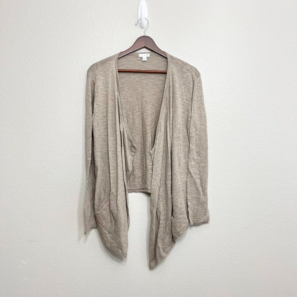 J. Jill PureJill Cardigan Sweater Size Medium Women's Taupe Brown Open Front